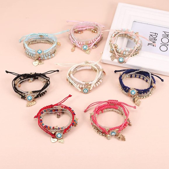 New Bohemian Bracelets for Women Stretch Multilayer Colorful Beads Brace… main image 5